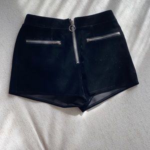 Revolve Black suede shorts